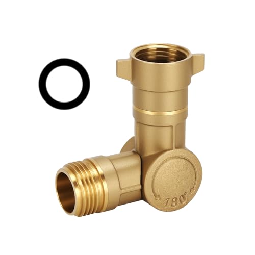 Image of MEASUREMAN 180 & 360 Brass Swivel Connector, Heavy-Duty Anti-Kink Hose Adapter for Faucets, Taps, Sinks, Washing Machines & RVs (Improved Design)