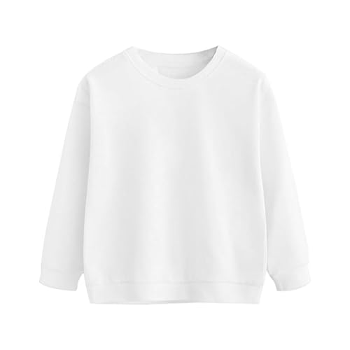 厚手 トレーナー 長袖 白色 綿82% カッコいい 体育 体操服 子供 キッズ スウェット Tシャツ 通気 保温 吸汗 秋冬 プルオーバー 運動会 ユニフォーム ダンス (130)