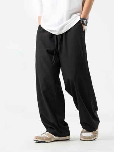 Image of dockstreet Straight Wide fit Long Length Open Bottom Jogger for Men /Trending Multi Pocket Style, Relaxed Casual Pants for Men