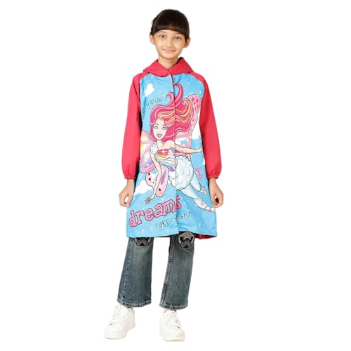 Image of ZEEL Kids Raincoat with Hood | Rain Coat for Girls |Cartoon Printed Rainwear | Barbie Princess, BARB01