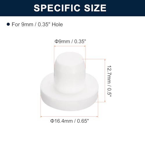 Image of uxcell 20 Pieces White Rubber Stopper, S9 Waterproof Plug Holes for 9mm / 0.35 inch Hole