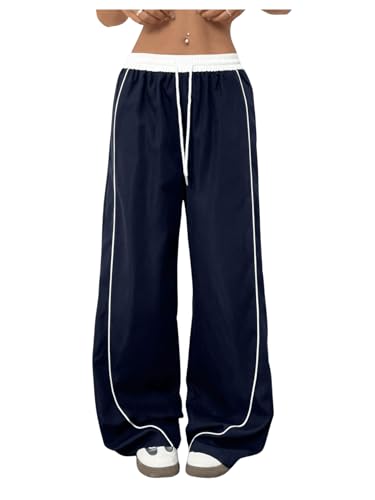 Amazon.com: OYOANGLE Women's Baggy Track Pants Side Striped Y2K