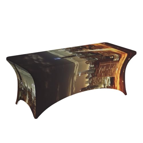 Nappe extensible en élasthanne 1m80 motif Chicago pour table rectangulaire