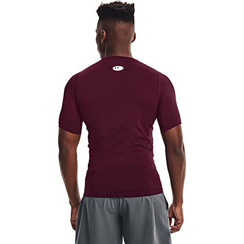 Under Armour Men's Armour HeatGear Compression Short-Sleeve T-Shirt , Maroon (609)/White, Large Tall2