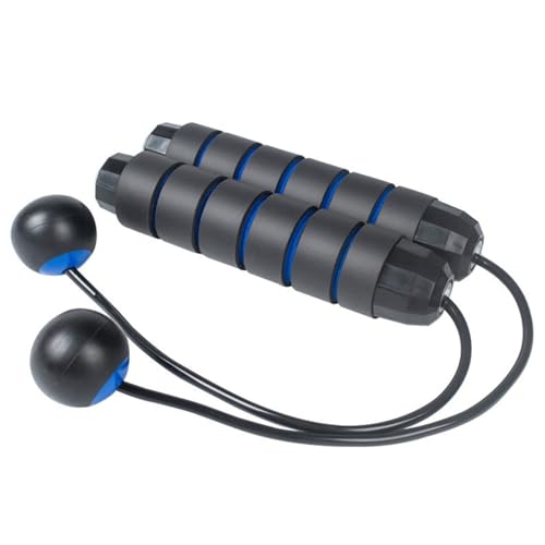 エア縄跳び コードレス ロープレス なわとび トレーニング 脂肪燃焼 有酸素運動 室内 ダイエット 器具 縄なし ジャンプ ロープ 調整可能 静音 コンパクト 家庭用 フィットネス 筋トレ スポーツ (PVCソリッドロープ,ブルー)