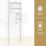 Yaheetech Over The Toilet Storage, Taller Bathroom Organizer Space-Saving Storage Cabinet with Adjustable Shelves and Double Doors, 77 in H, White - Image 3