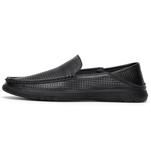 Genuine Leather Men's Summer Breathable Slip on Loafers Soft Comfortable Walking Driving Shoes2