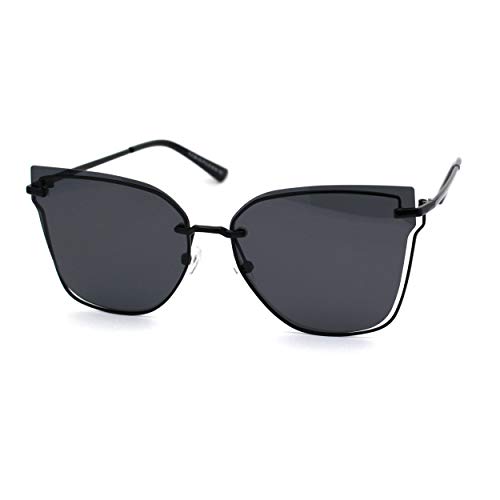 SA106 Womens Polarized CR39 Exposed Lens Edge Horn Rim Sunglasses