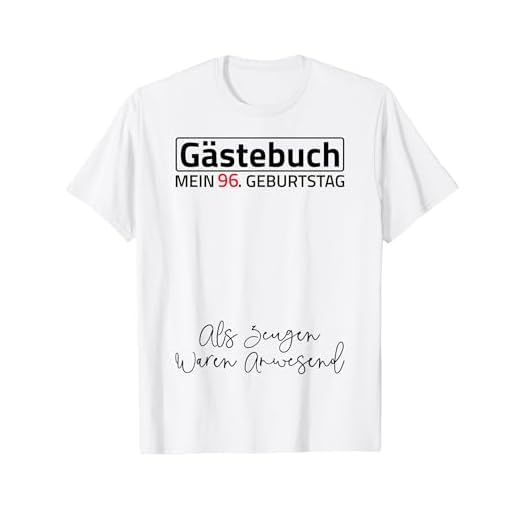 Gästebuch Mein 96. Geburtstag Libro de visitas Firma Camiseta