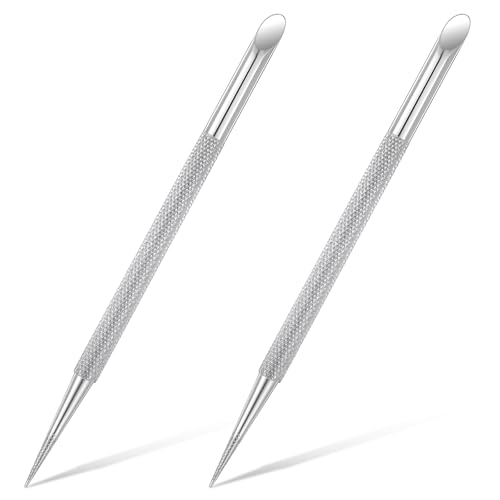 2 spingi cuticole, strumenti per unghie a doppia estremità in metallo, per unghie, in acciaio inox, per manicure pedicure