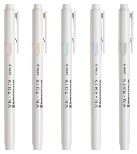 PILOT KIRE-NA Highlighter Set, Pastel 5 Colors, Chisel and Fine Tip, Quick-Dry Pigment Ink, SKIW-1-5C2 - image 2