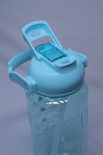 Image of Motivational Water Bottle with Time Markers, 2 Litre Bottle, Double sipper Flip-Top Lid (green)