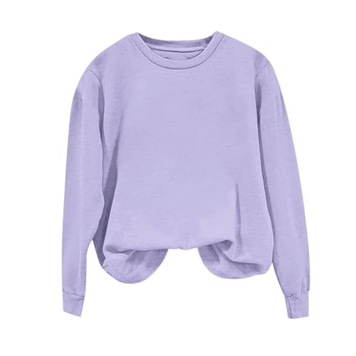 Women's Casual Crew Neck Sweatshirts Loose Fit Solid Color Oversized Long Sleeve Basic Tops Fall Pullover Sweatshirts2