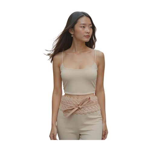 TrendyFashionJewelry TFJ Women Wrap Around Tie Belt Hip High Waist Pastel Pink Salmon Wide Lace Fabric S M L3