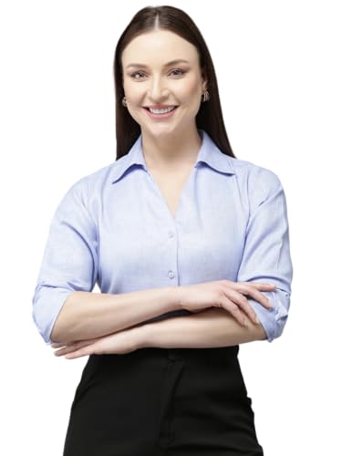 Chemise formelle femme bleu poudré anti-plis en polycoton