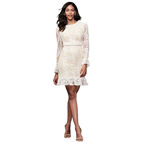 Lace Illusion Short Dress with Flounce 