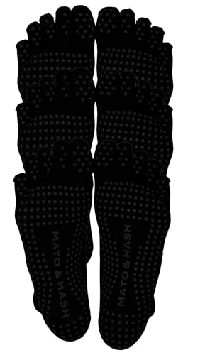 Image of Mato & Hash 5-Toe Exercise Barefoot Feel Yoga Socks With Full Grip