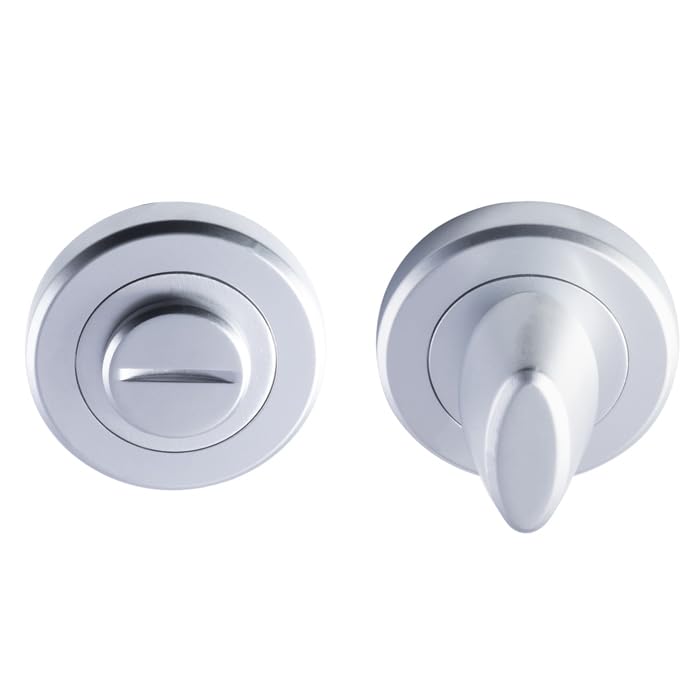 Kooples Hardware Thumbturn and Release on Rose for Bathroom WC Door Brushed Privacy Lock with Emergency Access (Satin Chrome, Boxed)