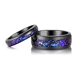 4mm 8mm Purple Blue Orion Nebula Tungsten Ring Black Plated Engagement Wedding Promise Matching Ring Set for Women Men Polished Shiny Comfort Fit (Black Nebula 8mm, 11)