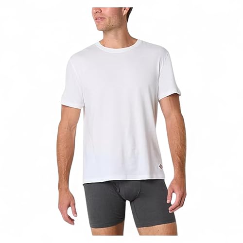 Dickies Men’s Crew Neck Short Sleeve Undershirt 4 Pack (US, Alpha, Medium, Regular, Regular, White/Heather Grey/Black)2