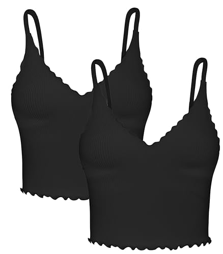 Sunzel Tank Top for Women, V Neck Cropped Seamless Ribbed Camisole Sunzel Tank Top for Women, V Neck Cropped Seamless Ribbed Camisole