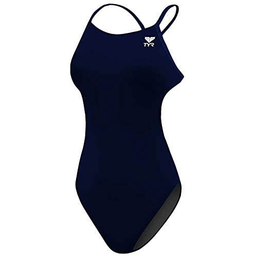 TYR Women's Durafast One Cutoufit Swimsuit, Navy, Size 34