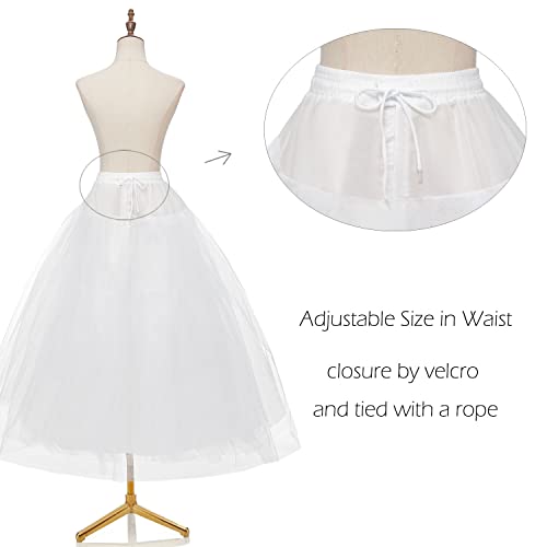 Awsale Hoopless Petticoats Crinoline Slips Underskirt Floor Length For Bridal Gown.wpt109 White #TOP3