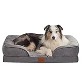HIMEET Orthopedic Dog Bed for Large Sized Dogs - Comfort Dog Sofa, Pet Couch with Removable Washable Cover and Waterproof Lining, Supportive Foam Pets Sofa with Nonskid Bottom, Grey