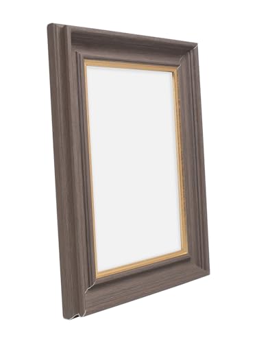 Image of GOLDEN PEACOCK 5x7 Inch Photo Frame - Antique Taupe with Gold Border | Premium Tabletop & Wall Hanging Picture Frame for Home Decor & Gifting
