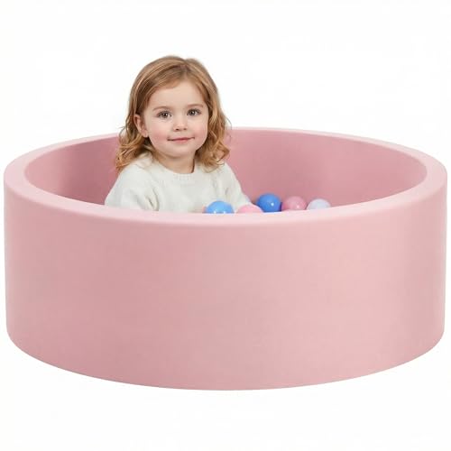 Image of Wilwolfer Foam Ball Pit for Toddlers, Large Baby Ball Pit for Babies with Soft Memory Sponge, Indoor Outdoor Baby Playpen, Kids Play Ball Pool, Gift Toys for Infants Boys and Girls (Pink, NO Balls)