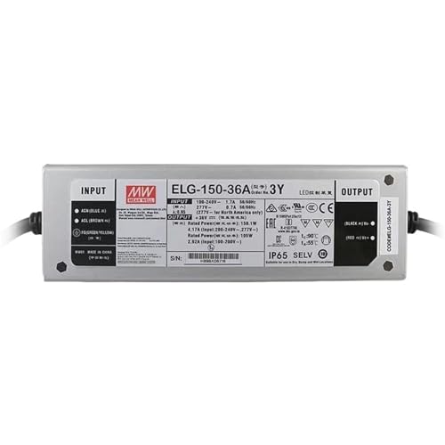 Pilote d'éclairage LED 36V 4.17A tension constante PFC active IP65 AC-DC