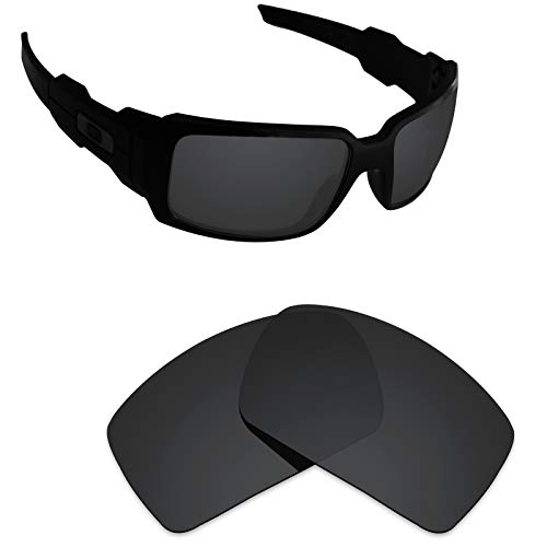 Image of Alphax Stealth Black Polarized Replacement Lenses for Oakley Oil Drum
