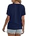 Anydoll Women's 2026 Summer Shirts Casual Short Sleeve Vneck Navy Blue Tops Dressy Work Tunics Comfy Blouse Large