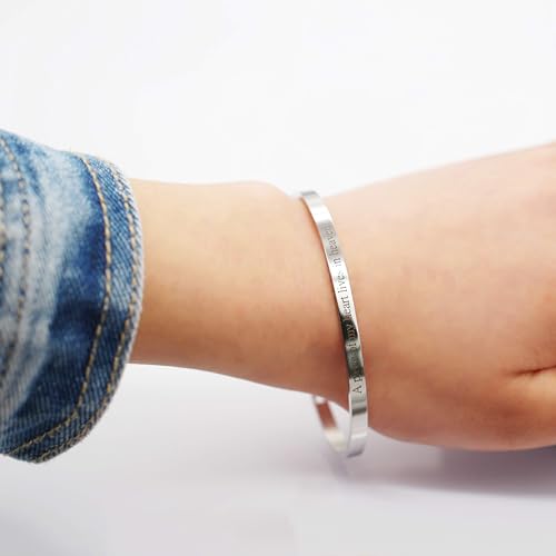 Image of Uloveido Stainless Steel Inspirational Bracelets for Women Engraved Personalized Mantra Initial Motivational Cuff Bangle Y460