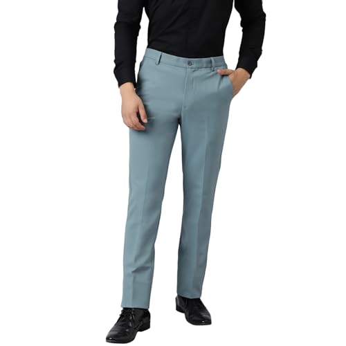 Image of SUBTRACT Men 4 Way Stretch Wrinkle Free Slim Fit Formal Trouser in with 2 Inch Flexible Waistband | Men's Trousers for Office Or Party