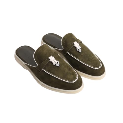 Image of XOBZJH Designer Women's Mules Flat Heel - Suede Leather Flats with Tassel Detail, Comfortable Slip-On Backless Loafers,Casual & Work Shoes