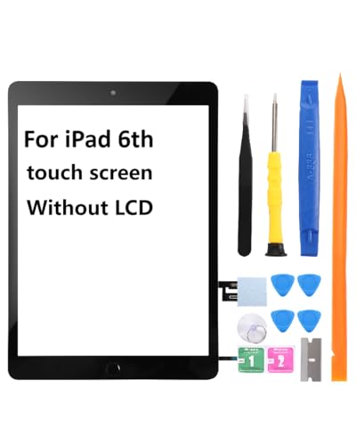 JYYSCRN for iPad 6 (6th Generation) A1822 A1823 2017 Digitizer Screen Replacement Digitizer Touch Glass Kits 9.7 Inch (2017 Released) Full Repair Sets+Home Button[No TouchID Chip] Black