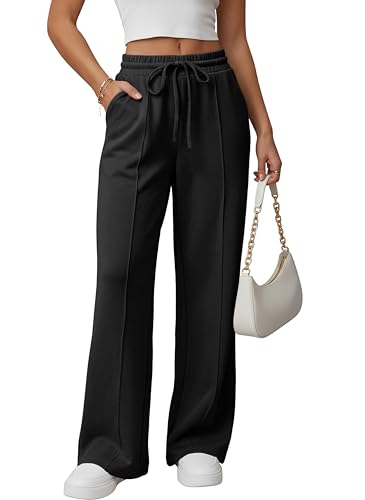 Image of GRECERELLE Sweatpants Women Wide Leg High Waisted Baggy Pants Drawstring Workout Active Joggers Lounge Pants