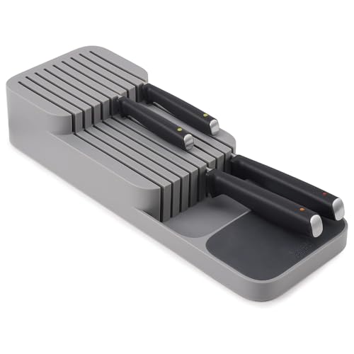 AMERTEER Plastic Knife Block Holder Drawer Knives Kitchen Knife Organizer Space-Saving Drawer Knife Holder for Small & Large Knives Storage Rack Cutlery Tableware Container Fits for Knife Sizes
