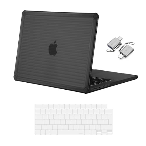Carcasa MacBook Pro 14 ventilada con franja horizontal negra antiarañazos