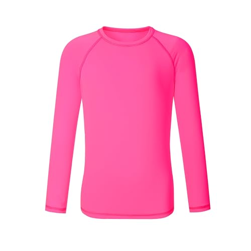 Girls UPF 50+ Rash Guard Neon Shirt Quick Dry Swim Shirts Long Sleeve UV Sun Protection Shirt for Kids Teens