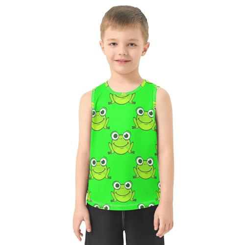 J JOYSAY Cartoon Frog Green Boys Tank Top Sleeveless Muscle Shirts Quick Dry Kids T-Shirts 3-15T2