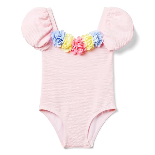 Janie and Jack Girls' Pink Flower Onepiece (Toddler/Little Big Kids), Multicolor