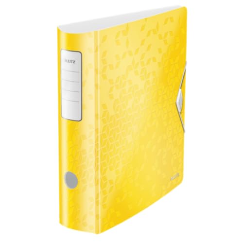 10 raccoglitori a leva Active 180° Wow A4 Maxi, dorso 80, chiusura con elastico, colore giallo