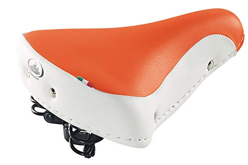 Cucuba® Selle De Vélo Vintage Montegrappa Original Produit Artisanal Italien Fait À La Main en Cuir Synthétique avec Deux Ressorts Modèle Export 1750