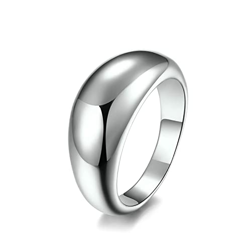 Ayoiow - Ayoiow Acier Inoxydable Bague Fiançailles Pas Cher, Alliance pour Homme en Argent Arc Top Plaine Bandes Anneau 10MM Bague
