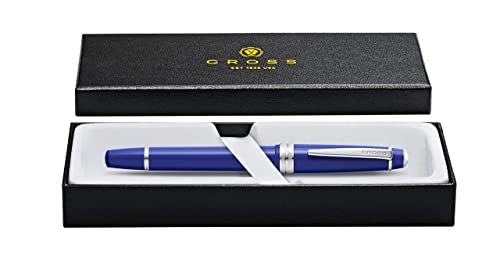 Image of Cross Bailey Light Polished Blue Fountain Pen - Refillable, Medium Nib, Black Ink, Presented in Everyday Gift Box