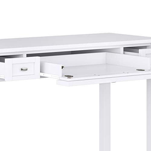 Simplihome Warm Shaker Solid Wood Transitional Modern 48 Inch Wide Home Office Desk, Writing Table, Workstation, Study Table Furniture In White With 2 Drawers #TOP5