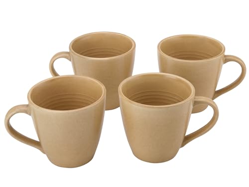 Image of Bodhi House Handcrafted Ceramic Coffee Mug Set of 4 Pieces (350 Ml), Stoneware Tea Cup, Microwave Safe Large Milk Mug, Matte Finish, Ideal for Daily use, Casual Gatherings and Gifting, Wood Brown