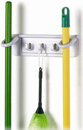 Entraxa Wall Mounted Mop and Broom Holder Hanging New Wall Mounted Duster Brush Holder Organizer Storage Rack Organizer